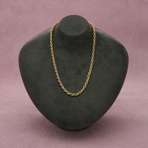 sterling silver gold plate 2mm rope chain necklace size 15.75in